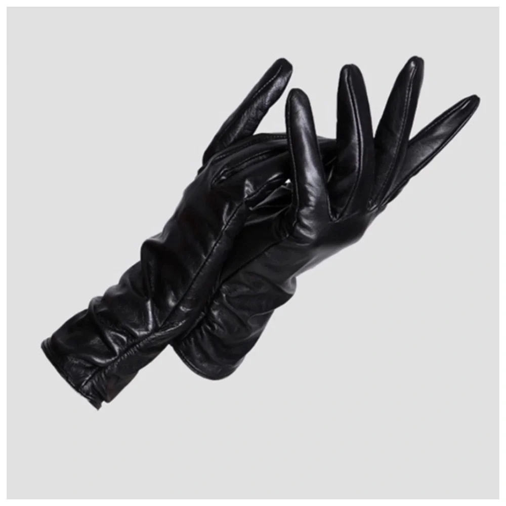 Leather Cashmere Lined Ruched Gloves Size 7 - Picture 6 of 7